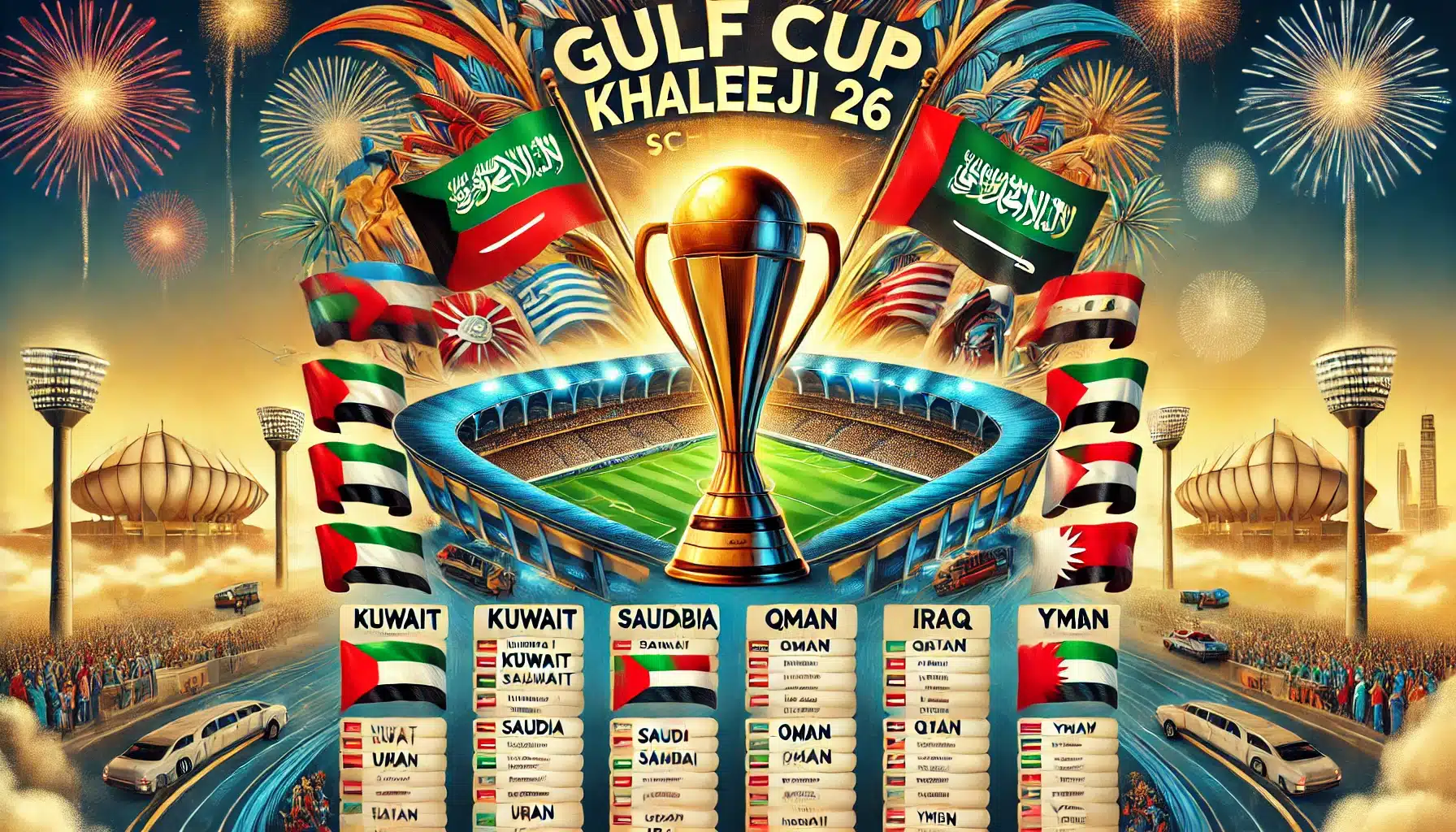 نظام البطولة والمجموعات.. جدول مباريات خليجي 26 كاملاً بطولة كأس الخليج العربي دور المجموعات 2 نظام البطولة والمجموعات.. جدول مباريات خليجي 26 كاملاً بطولة كأس الخليج العربي دور المجموعات