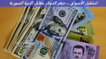 استقرار الأسواق . سعر الدولار مقابل الليرة السورية