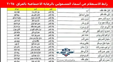 رابط الاستعلام عن أسماء المشمولين بالرعاية الاجتماعية بالعراق 2025