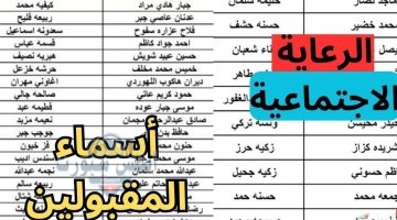 أسماء المشمولين بالرعاية الاجتماعية