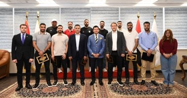 وزير الرياضة يرحب بالرياضيين العائدين من ليبيا في مقر الوزارة 2 وزير الرياضة يرحب بالرياضيين العائدين من ليبيا في مقر الوزارة