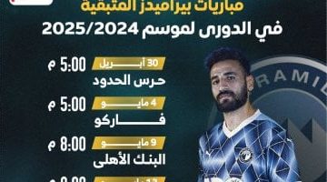 جدول مباريات بيراميدز المتبقية في الدوري انطلاق الجولة اليوم ضد حرس الحدود