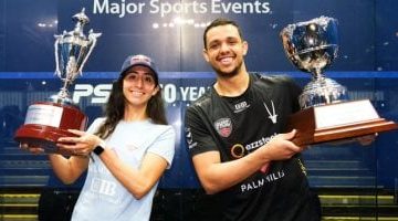 نوران جوهر ومصطفى عسل يواصلان التربع على عرش تصنيف الاسكواش العالمي