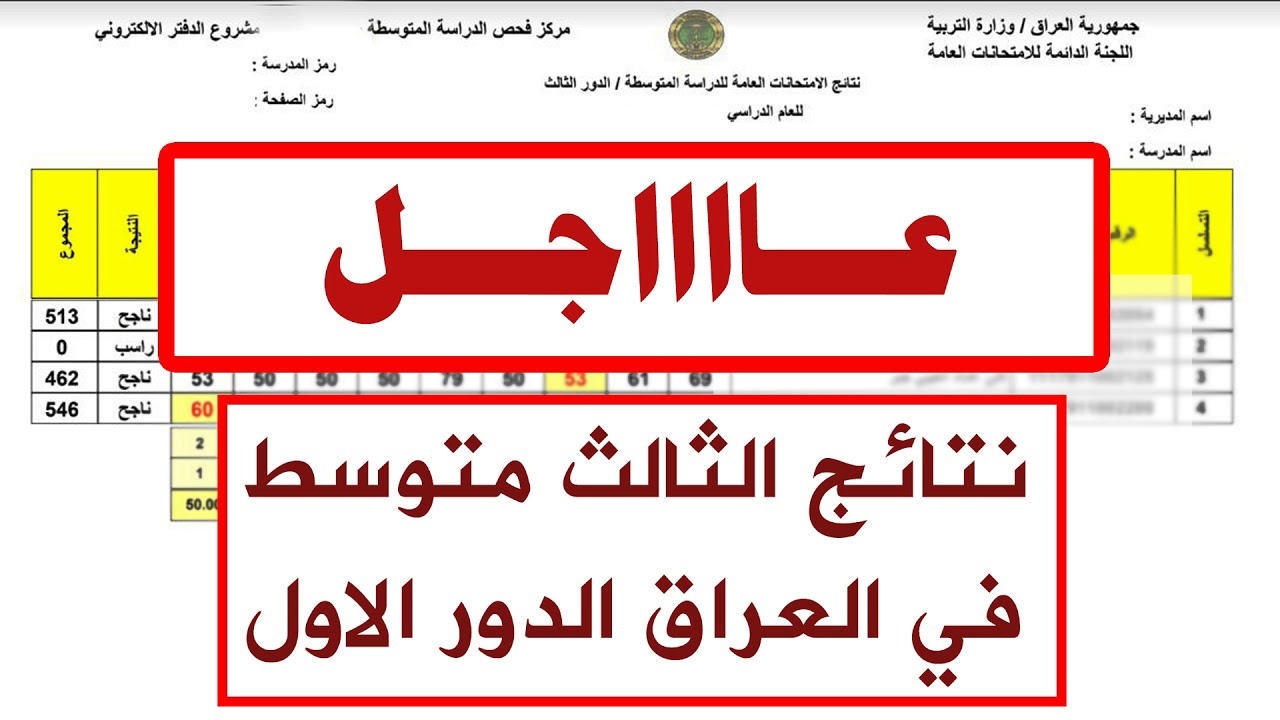 مُباشر ورسمي”.. رابط نتائج الثالث المتوسط 2025 الدور الاول كاملة عبر موقع نتائجنا epedu.gov.iq ووزارة التربية