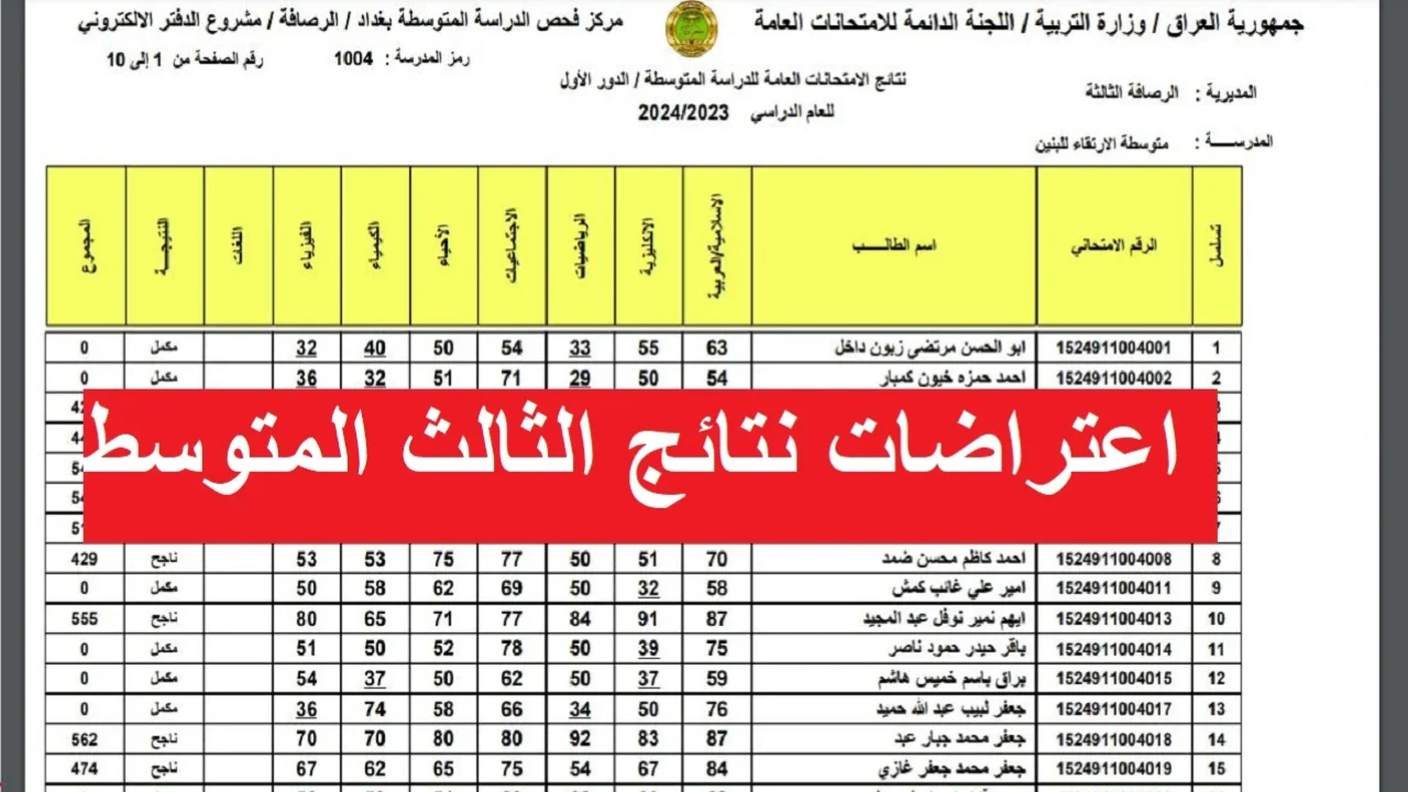 “بخطوات بسيطة”.. اعتراضات نتائج الثالث المتوسط 2025 لجميع المحافظات عبر موقع وزارة التربية العراقية