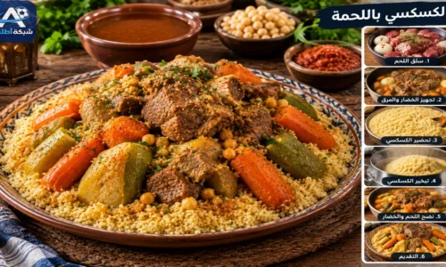 طريقة عمل كسكسي باللحمة والخضروات